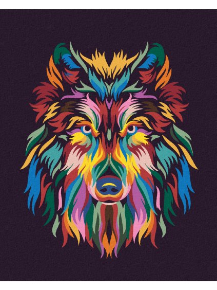 Diamantové maľovanie - VLK VO FARBÁCH (Rámovanie bez rámu a bez vypnutia plátna, Rozmer 40x50 cm)