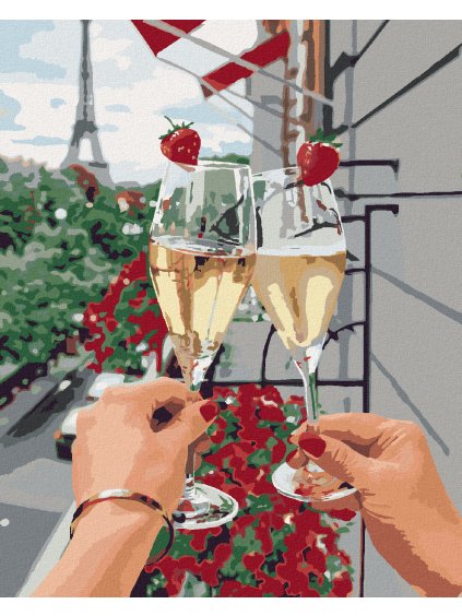 Diamantové maľovanie - ŠAMPANSKÉ V PARÍŽI (Rámovanie bez rámu a bez vypnutia plátna, Rozmer 40x50 cm)