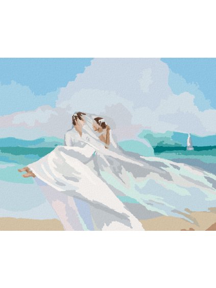 Diamantové maľovanie - SVATBA NA PLÁŽI (Rámovanie bez rámu a bez vypnutia plátna, Rozmer 40x50 cm)