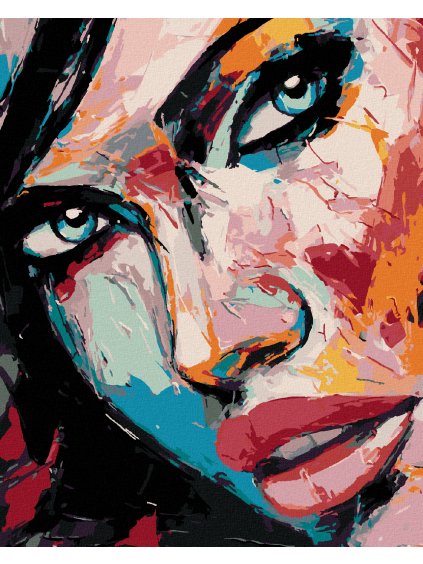 Diamantové maľovanie - PORTRÉT FAREBNÁ ŽENA IV (Rámovanie bez rámu a bez vypnutia plátna, Rozmer 40x50 cm)
