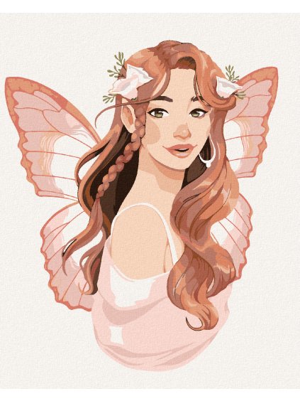 Diamantové maľovanie - RUŽOVÁ ŽENA S MOTÝLÍMI KRÍDLAMI (Rámovanie bez rámu a bez vypnutia plátna, Rozmer 40x50 cm)