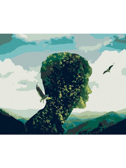Diamantové maľovanie - PRÍRODA AKO HLAVA ČLOVEKA (Rámovanie bez rámu a bez vypnutia plátna, Rozmer 40x50 cm)