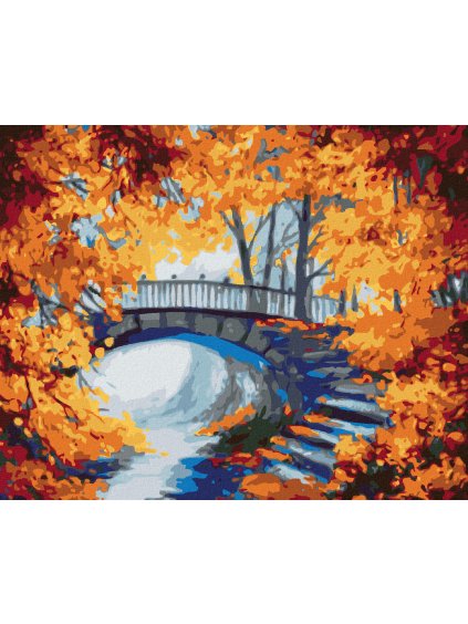 Diamantové maľovanie - SCHODY V JESENNOM LESE (Rámovanie bez rámu a bez vypnutia plátna, Rozmer 40x50 cm)