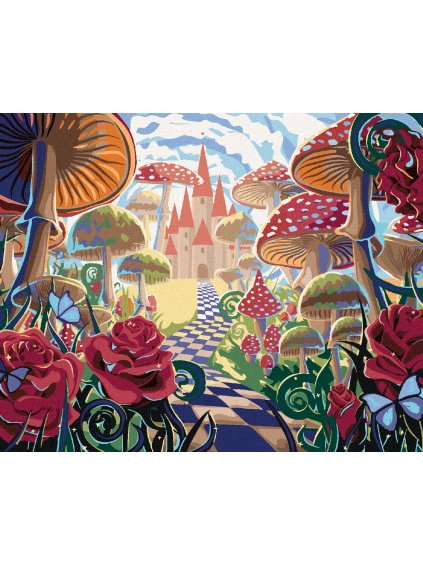 Diamantové maľovanie - ROZPRÁVKOVÁ KRAJINA SO ZÁMKOM (Rámovanie bez rámu a bez vypnutia plátna, Rozmer 40x50 cm)