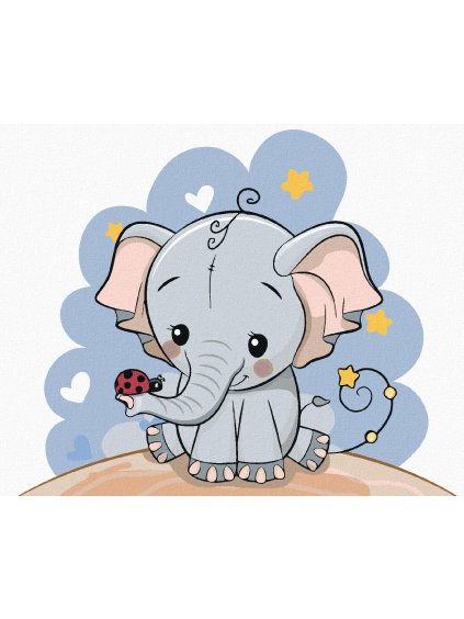 Diamantové maľovanie - SLON S LIENKOU (Rámovanie bez rámu a bez vypnutia plátna, Rozmer 40x50 cm)