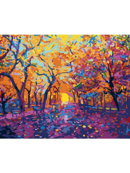 Diamantové maľovanie - JESENNÉ LÍSTIE (Rámovanie bez rámu a bez vypnutia plátna, Rozmer 40x50 cm)