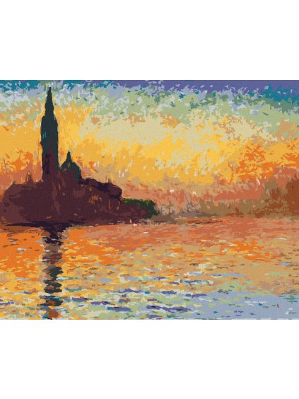 Diamantové maľovanie - SAN GIORGIO MAGGIORE ZA SÚMRAKU (CLAUDE MONET) (Rámovanie bez rámu a bez vypnutia plátna, Rozmer 40x50 cm)