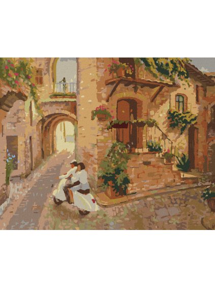 Diamantové maľovanie - PRECHÁDZKA PO TALIANSKU (Rámovanie bez rámu a bez vypnutia plátna, Rozmer 40x50 cm)