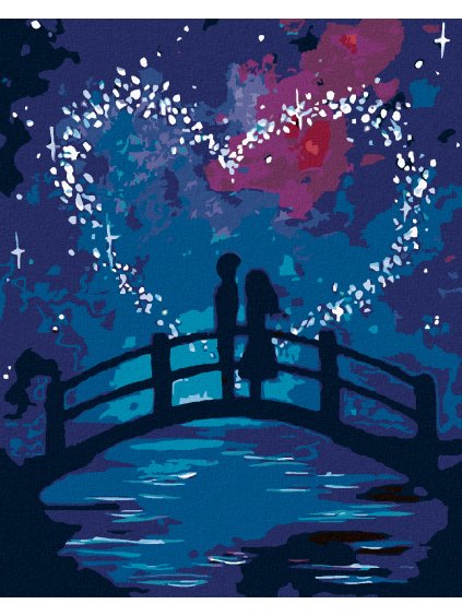 Diamantové maľovanie - NA HOJDAČKE POD MESIACOM (Rámovanie bez rámu a bez vypnutia plátna, Rozmer 40x50 cm)