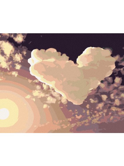 Diamantové maľovanie - OBLÁČIKOVÉ SRDCE (Rámovanie bez rámu a bez vypnutia plátna, Rozmer 40x50 cm)