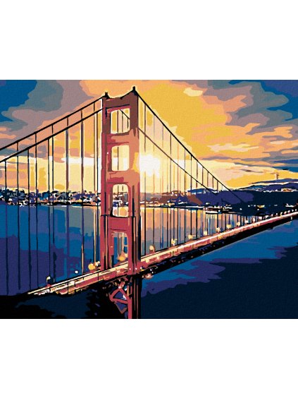 Diamantové maľovanie - MOST A VÝCHOD SLNKA (Rámovanie bez rámu a bez vypnutia plátna, Rozmer 40x50 cm)