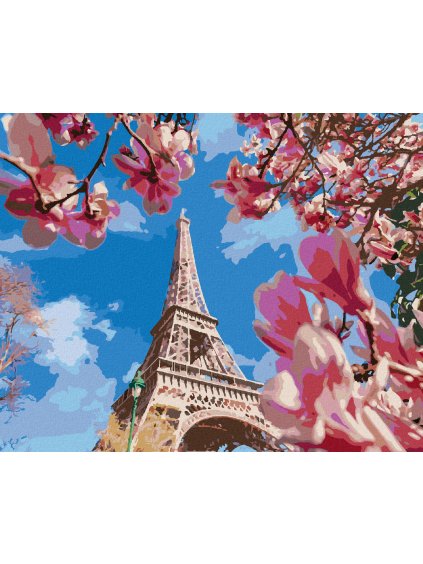 Diamantové maľovanie - PARÍŽ A MAGNÓLIE (Rámovanie bez rámu a bez vypnutia plátna, Rozmer 40x50 cm)
