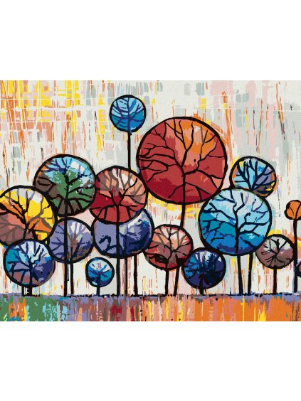 Diamantové maľovanie - OKRASNÉ STROMY V PARKU (Rámovanie bez rámu a bez vypnutia plátna, Rozmer 40x50 cm)