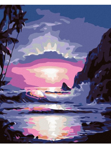 Diamantové maľovanie - MODRÝ ZÁPAD SLNKA (Rámovanie bez rámu a bez vypnutia plátna, Rozmer 40x50 cm)