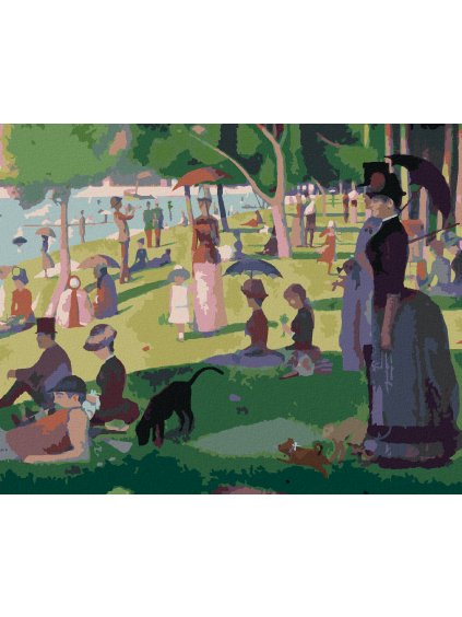 Diamantové maľovanie - NEDEĽNÉ POPOLUDNIE NA OSTROVE GRANDE JATTE (G. SEURAT) (Rámovanie bez rámu a bez vypnutia plátna, Rozmer 40x50 cm)