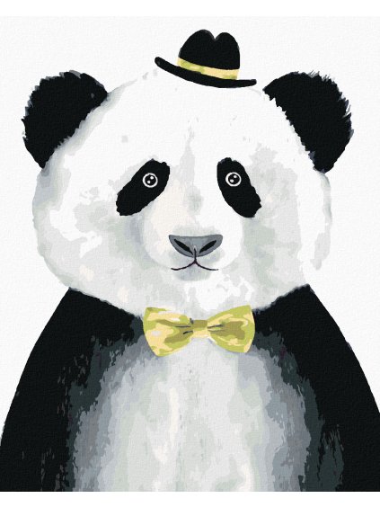 Diamantové maľovanie - PANDA S KLOBÚČIKOM (Rámovanie bez rámu a bez vypnutia plátna, Rozmer 40x50 cm)