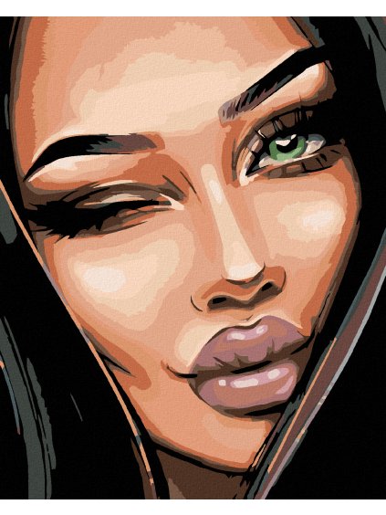 Diamantové maľovanie - ŽMURKNUTIE (Rámovanie bez rámu a bez vypnutia plátna, Rozmer 40x50 cm)