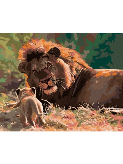 Diamantové maľovanie - LEV A LEVÍČA (Rámovanie bez rámu a bez vypnutia plátna, Rozmer 40x50 cm)