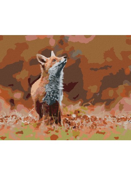 Diamantové maľovanie - LÍŠKA V LESE (Rámovanie bez rámu a bez vypnutia plátna, Rozmer 40x50 cm)