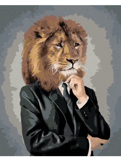 Diamantové maľovanie - LEV V OBLEČENÍ (Rámovanie bez rámu a bez vypnutia plátna, Rozmer 40x50 cm)