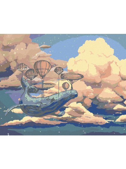 Diamantové maľovanie - LIETAJÚCA VEĽRYBA (Rámovanie bez rámu a bez vypnutia plátna, Rozmer 40x50 cm)