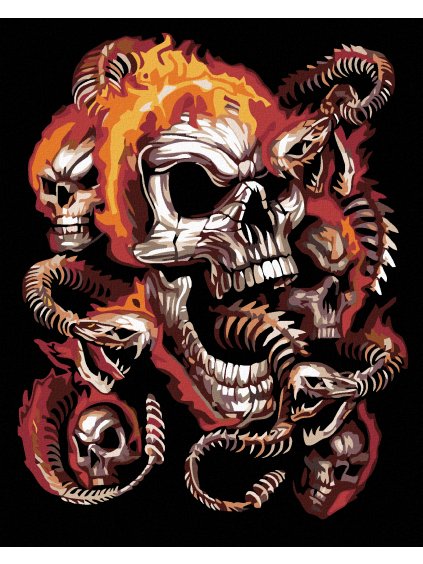 Diamantové maľovanie - LEBKA A HADIE KOSTRY (Rámovanie bez rámu a bez vypnutia plátna, Rozmer 40x50 cm)