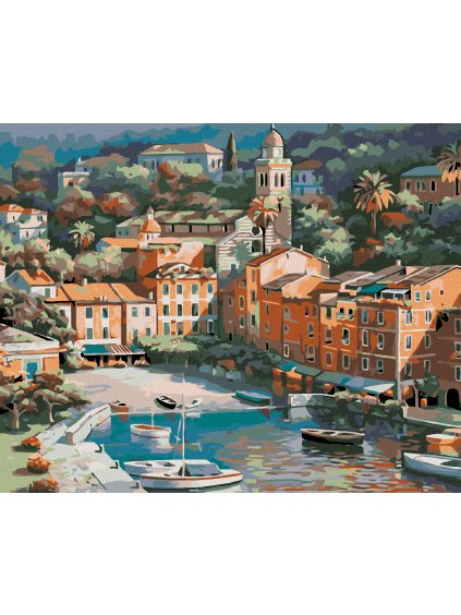 Diamantové maľovanie - MALÉ TALIANSKE MESTEČKO (Rámovanie bez rámu a bez vypnutia plátna, Rozmer 40x50 cm)