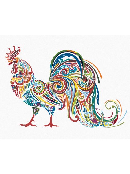 Diamantové maľovanie - MANDALA KOHÚT (Rámovanie bez rámu a bez vypnutia plátna, Rozmer 40x50 cm)