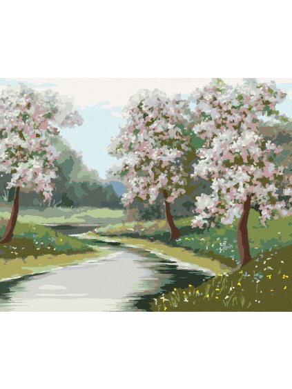 Diamantové maľovanie - JARNÁ NÁLADA V LESE (Rámovanie bez rámu a bez vypnutia plátna, Rozmer 40x50 cm)