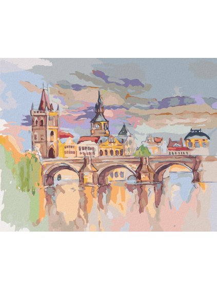 Diamantové maľovanie - KARLOV MOST ZA JASNÉHO DŇA (Rámovanie bez rámu a bez vypnutia plátna, Rozmer 40x50 cm)