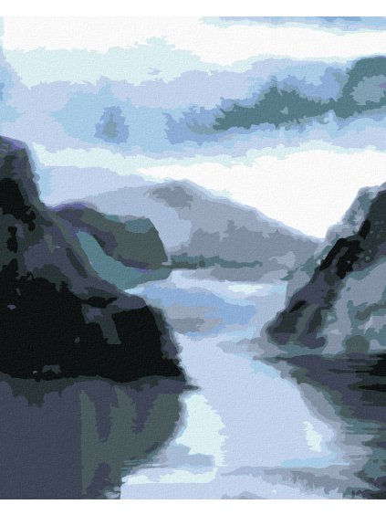 Diamantové maľovanie - KRAJINA V NÓRSKU (Rámovanie bez rámu a bez vypnutia plátna, Rozmer 40x50 cm)