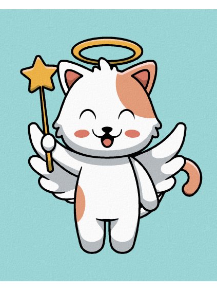 Diamantové maľovanie - MAČKA ANJEL S HVIEZDOU (Rámovanie bez rámu a bez vypnutia plátna, Rozmer 40x50 cm)