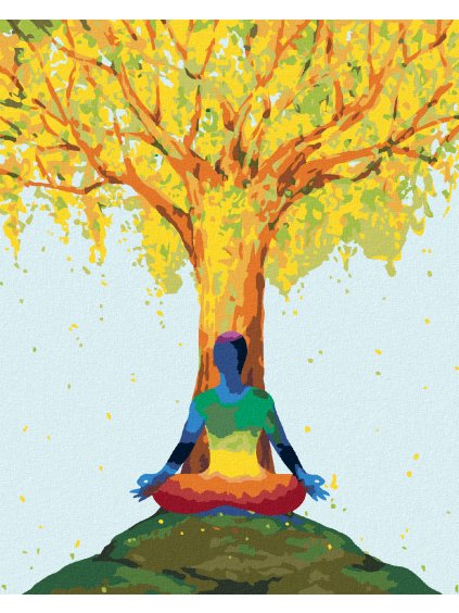 Diamantové maľovanie - JÓGA POD STROMOM (Rámovanie bez rámu a bez vypnutia plátna, Rozmer 40x50 cm)