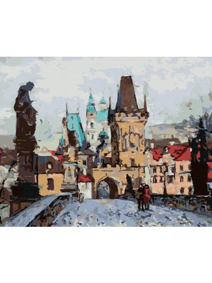 Diamantové maľovanie - KARLOV MOST NA JESEŇ (Rámovanie bez rámu a bez vypnutia plátna, Rozmer 40x50 cm)