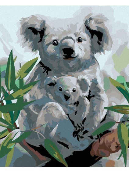 Diamantové maľovanie - KOALA S MLÁĎATKOM (Rámovanie bez rámu a bez vypnutia plátna, Rozmer 40x50 cm)