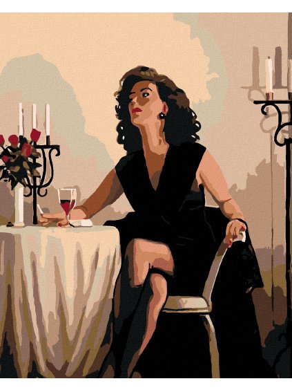 Diamantové maľovanie - ČAKANIE PRED VEČEROU (Rámovanie bez rámu a bez vypnutia plátna, Rozmer 40x50 cm)