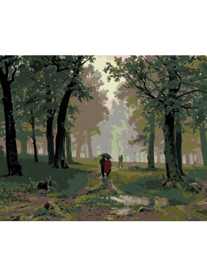 Diamantové maľovanie - DÁŽĎ V DUBOVOM LESE (IVAN SHISHKIN) (Rámovanie bez rámu a bez vypnutia plátna, Rozmer 40x50 cm)