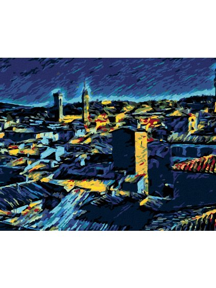 Diamantové maľovanie - FLORENCIA PODĽA VAN GOGHA (Rámovanie bez rámu a bez vypnutia plátna, Rozmer 40x50 cm)