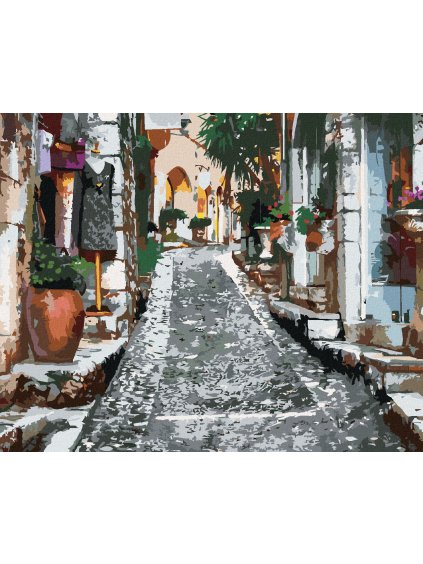 Diamantové maľovanie - HISTORICKÁ ULIČKA V PROVENCE (Rámovanie bez rámu a bez vypnutia plátna, Rozmer 40x50 cm)