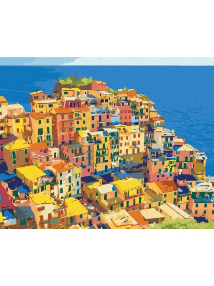 Diamantové maľovanie - DOMY V NÁRODNOM PARKU CINQUE TERRE (Rámovanie bez rámu a bez vypnutia plátna, Rozmer 40x50 cm)