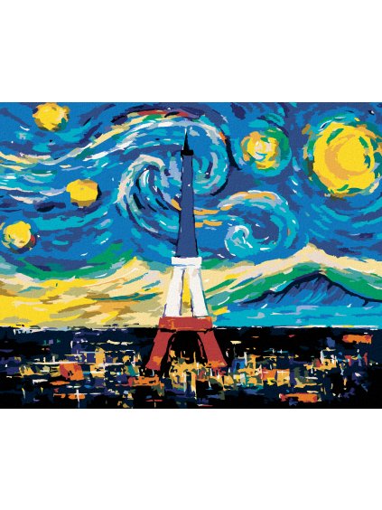 Diamantové maľovanie - EIFFELOVA VEŽA PODĽA VINCENTA VAN GOGHA (Rámovanie bez rámu a bez vypnutia plátna, Rozmer 40x50 cm)