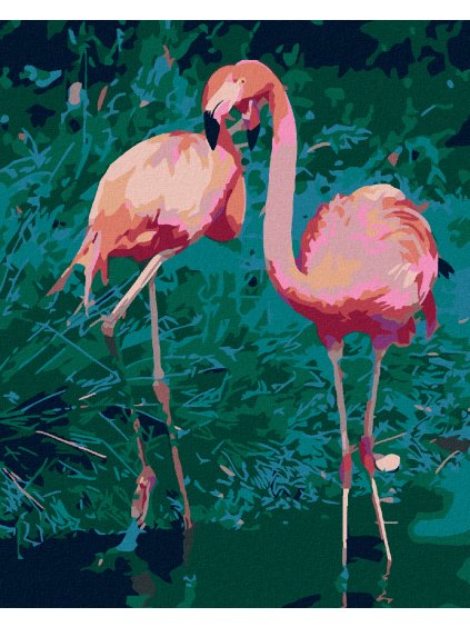 Diamantové maľovanie - DVA PLAMENIAKY (Rámovanie bez rámu a bez vypnutia plátna, Rozmer 40x50 cm)