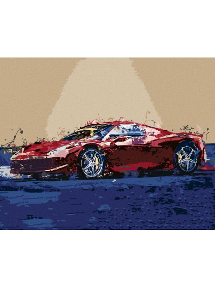 Diamantové maľovanie - ČERVENÉ ABSTRAKTNÉ AUTO FERRARI (Rámovanie bez rámu a bez vypnutia plátna, Rozmer 40x50 cm)