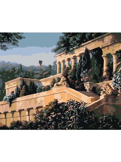 Diamantové maľovanie - ARCHITEKTÚRA V ZÁHRADE (Rámovanie bez rámu a bez vypnutia plátna, Rozmer 40x50 cm)