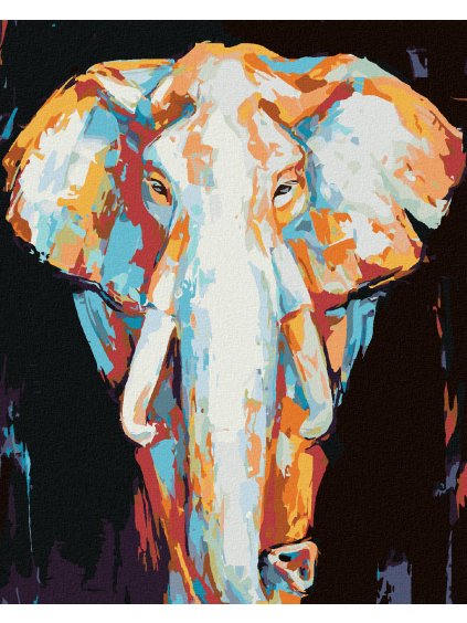 Diamantové maľovanie - FAREBNÝ SLON NA ČIERNOM POZADIÍ (Rámovanie bez rámu a bez vypnutia plátna, Rozmer 40x50 cm)