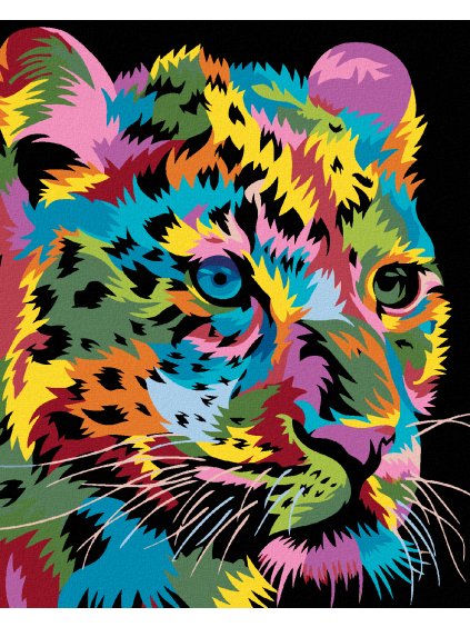 Diamantové maľovanie - FAREBNÝ LEOPARD (Rámovanie bez rámu a bez vypnutia plátna, Rozmer 40x50 cm)
