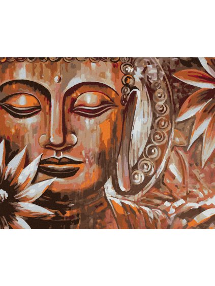 Diamantové maľovanie - BRONZOVÝ BUDDHA A KVETY (Rámovanie bez rámu a bez vypnutia plátna, Rozmer 40x50 cm)