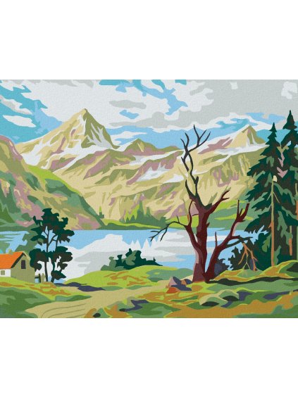 Diamantové maľovanie - BÝVANIE POD HORAMI (Rámovanie bez rámu a bez vypnutia plátna, Rozmer 40x50 cm)