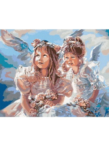 Diamantové maľovanie - ANJELIKOVIA (Rámovanie bez rámu a bez vypnutia plátna, Rozmer 40x50 cm)