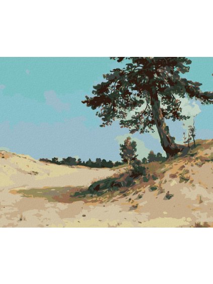 Diamantové maľovanie - BOROVICA NA PIESKU (IVAN SHISHKIN) (Rámovanie bez rámu a bez vypnutia plátna, Rozmer 40x50 cm)